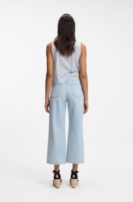 Jean coupe droite en denim bleu, bleu clair