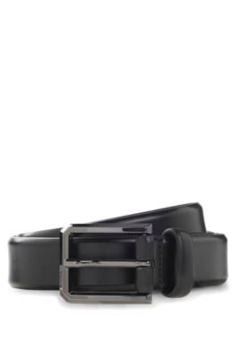 Smooth-leather belt with engraved gunmetal buckle 1