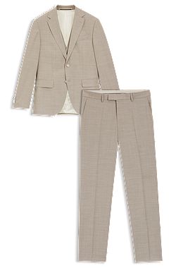 Three-piece regular-fit suit in patterned stretch wool