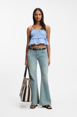Flared-leg jeans in light-blue denim, Light Blue