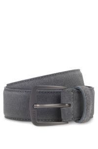 Italian-suede belt with gunmetal buckle, Grey