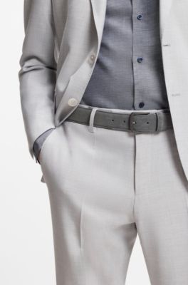 Italian-suede belt with gunmetal buckle, Grey