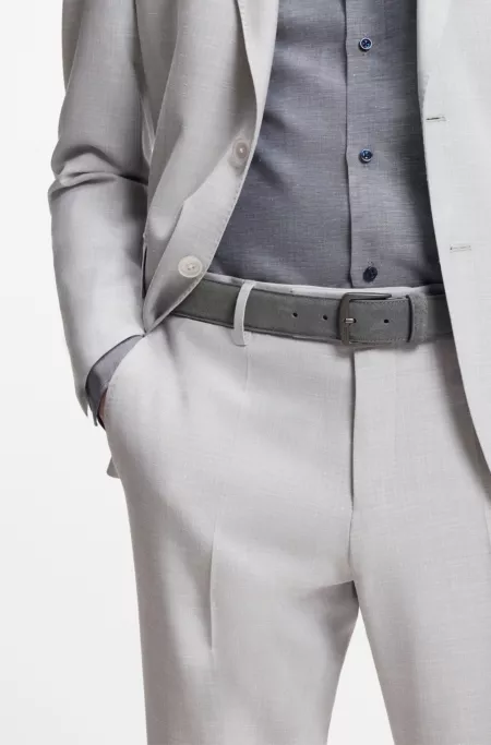 Cinturón de ante italiano con hebilla en bronce industrial