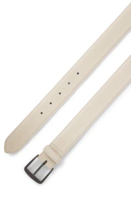 Italian-suede belt with gunmetal buckle, Natural