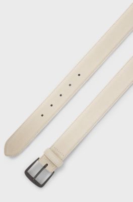 Italian-suede belt with gunmetal buckle, Natural