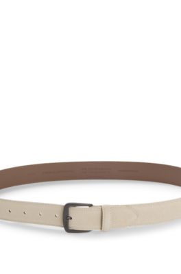 Italian-suede belt with gunmetal buckle, Natural