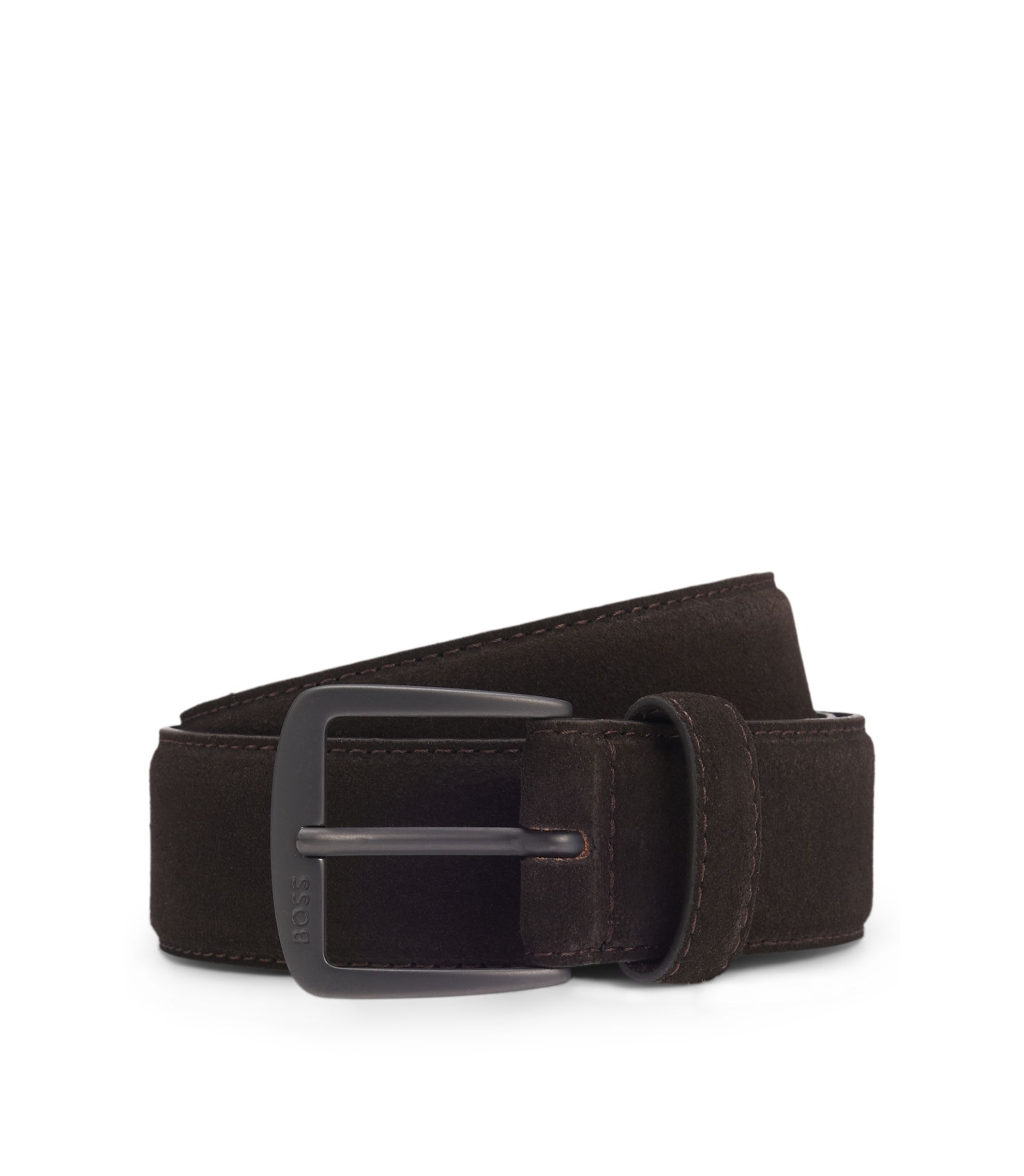 Gürtel aus italienischem Veloursleder mit Schließe in Gunmetal