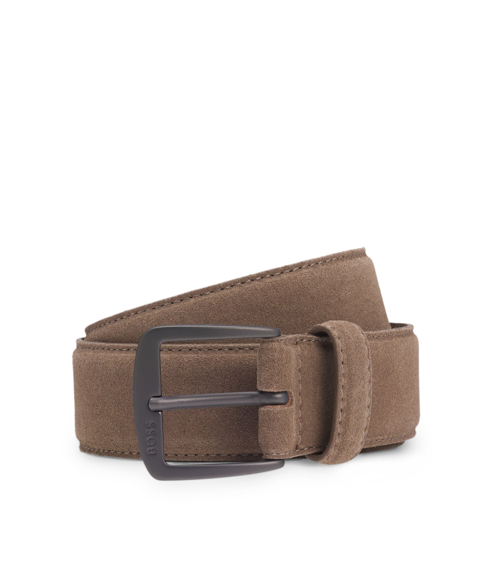 Gürtel aus italienischem Veloursleder mit Schließe in Gunmetal