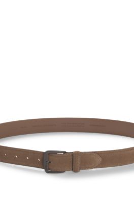 Italian-suede belt with gunmetal buckle, Beige