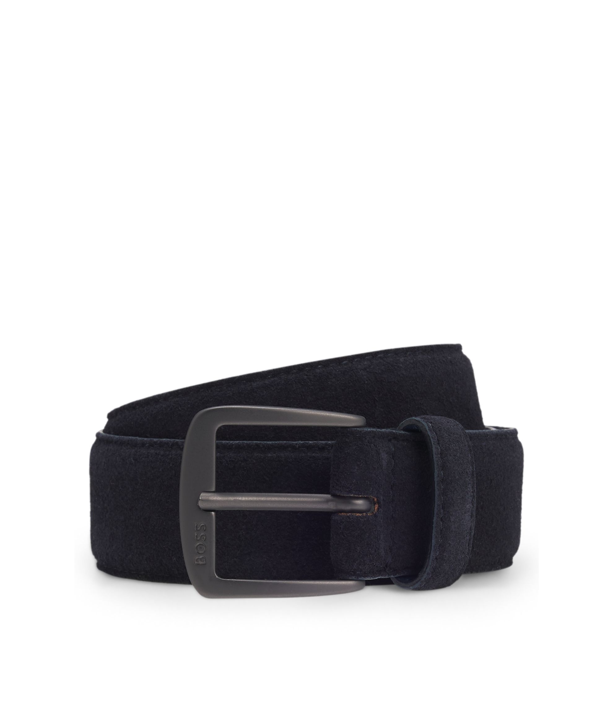 Gürtel aus italienischem Veloursleder mit Schließe in Gunmetal