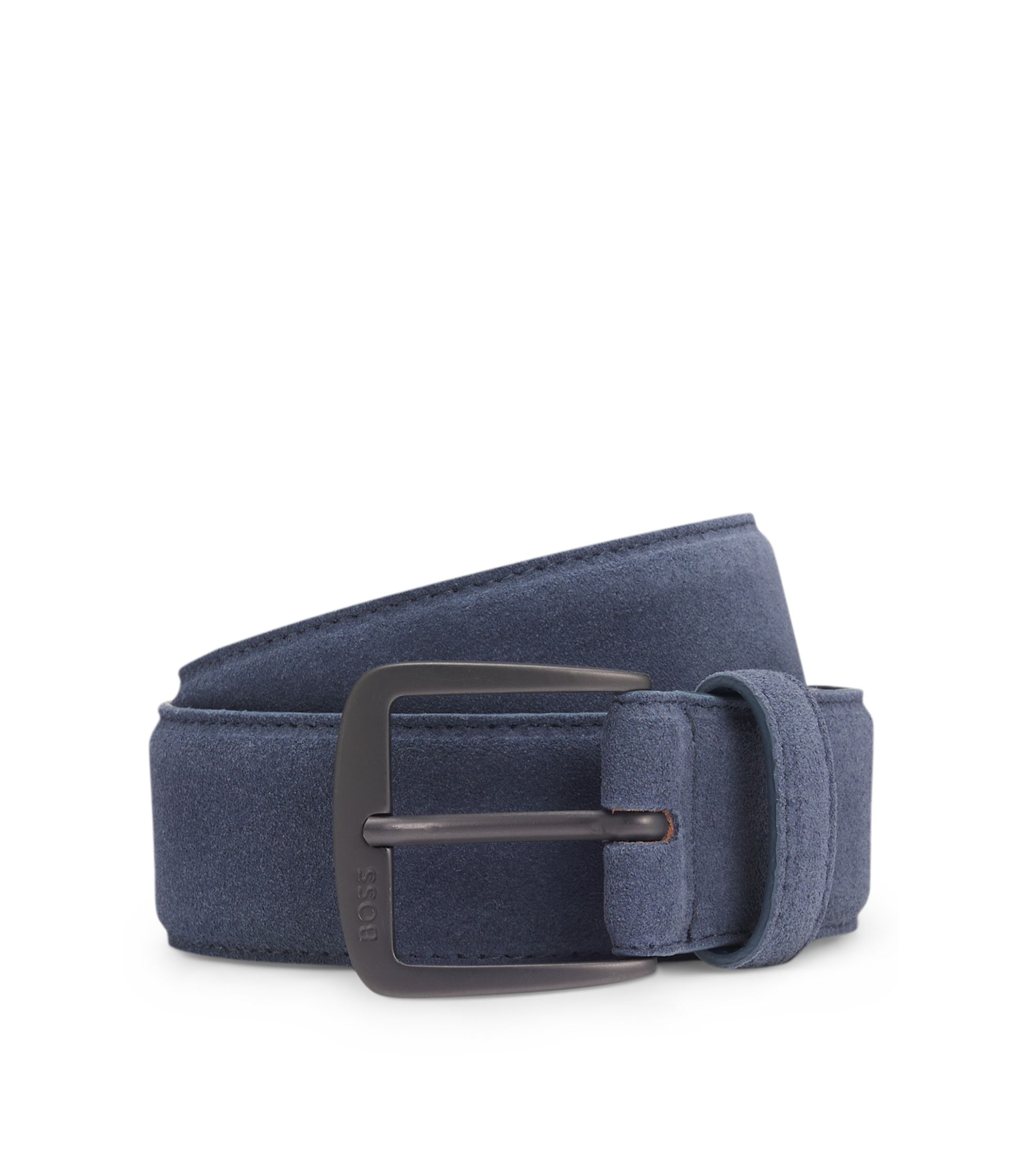 Gürtel aus italienischem Veloursleder mit Schließe in Gunmetal