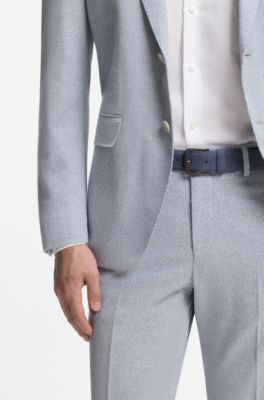 Italian-suede belt with gunmetal buckle, Blue