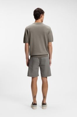 Linen-cotton knit T-shirt , Grey