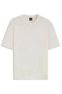 Pull en lin et coton &agrave; c&ocirc;tes et structures grain de riz, Naturel