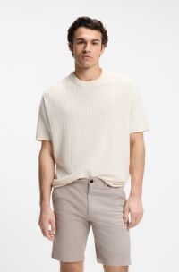 T-shirt en maille de coton et de lin, Naturel