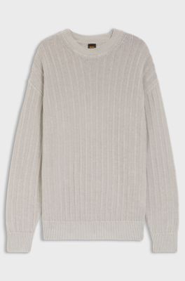 Linen-cotton sweater with knitted structure, Light Grey