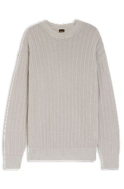 Linen-cotton sweater with knitted structure