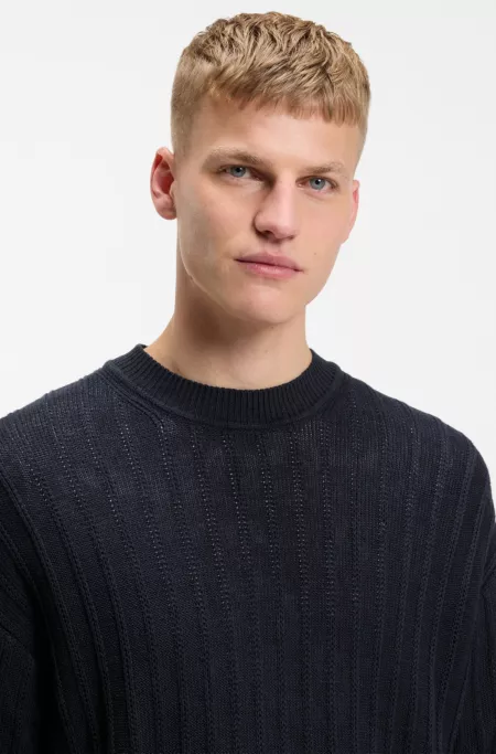 Pullover aus Leinen-Baumwolle mit Strickstruktur