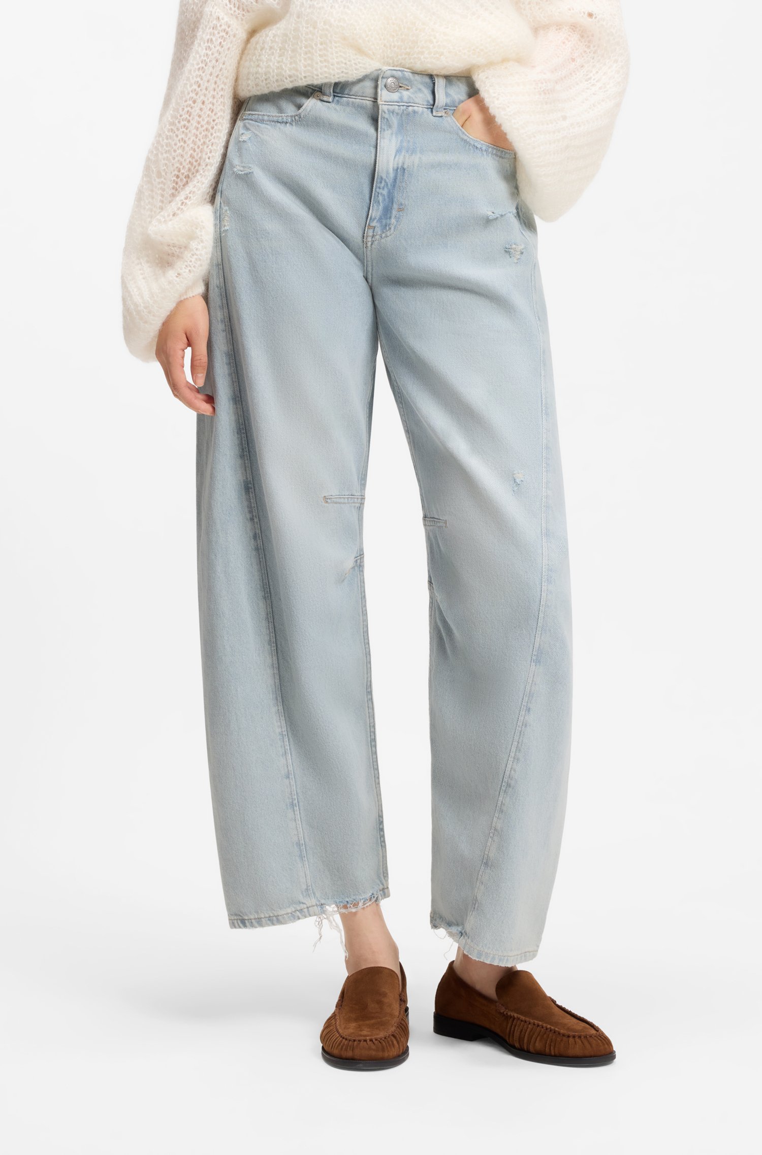Boss Relaxed-fit jeans with balloon leg dam