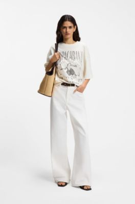 Relaxed-fit jeans in white rigid denim, Natural