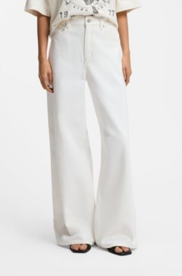 Relaxed-fit jeans in white rigid denim, Natural