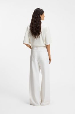 Relaxed-fit jeans in white rigid denim, Natural