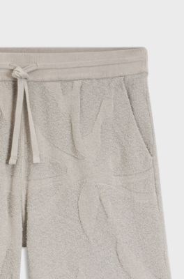 Cotton-blend shorts with knitted graphics, Light Grey