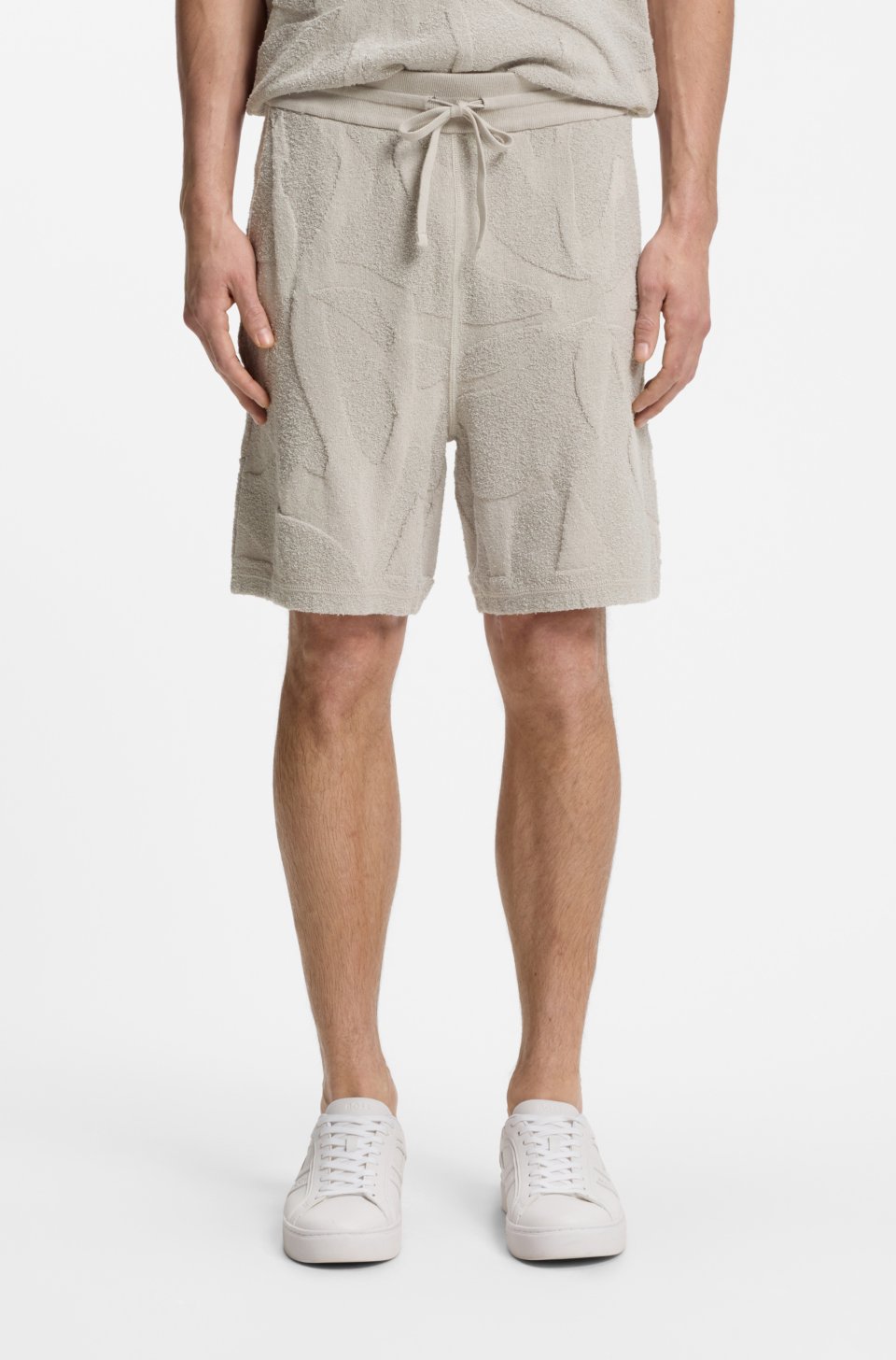 Cotton-blend shorts with knitted graphics