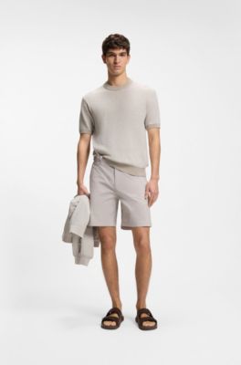 Cotton-blend knit T-shirt, Light Grey