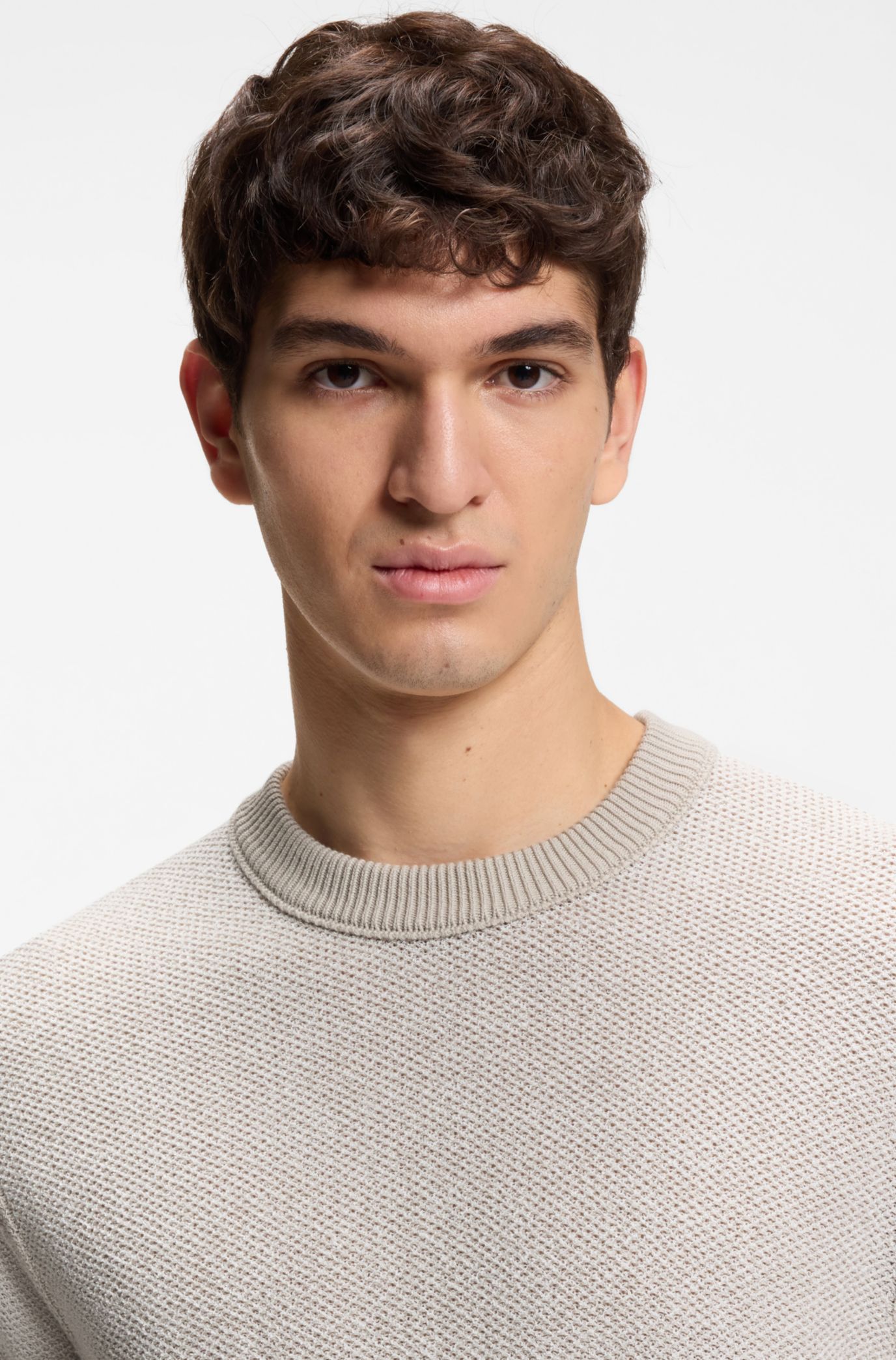 BOSS - コットンブレンド セーター ツートン ニットストラクチャー