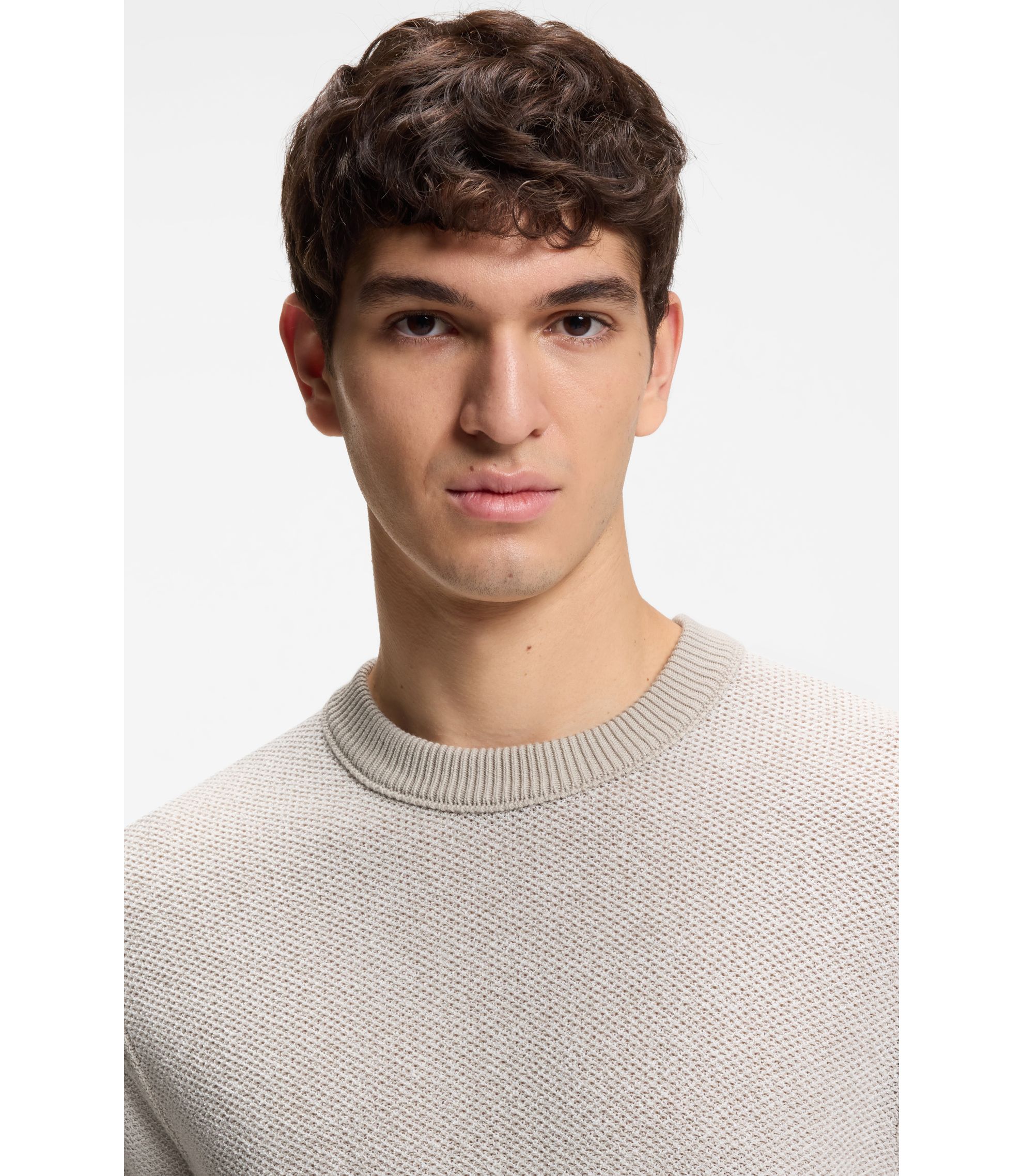 BOSS - コットンブレンド セーター ツートン ニットストラクチャー