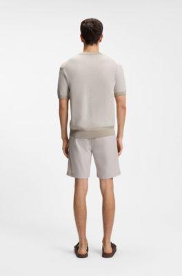 Cotton-blend knit T-shirt, Light Grey