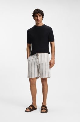 Cotton-blend sweater with two-tone knitted structure, Dark Blue