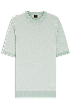 Cotton-blend sweater with two-tone knitted structure