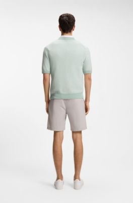 Cotton-blend sweater with two-tone knitted structure, Light Green