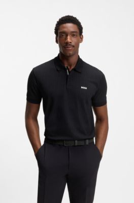 Woven belt with leather trims and logo detail, Black