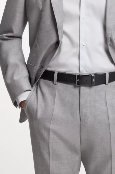 Reversible belt in Italian leather with interchangeable buckles