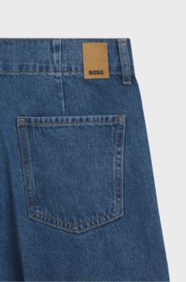 Regular-fit culottes in blue denim with flared leg, Light Blue