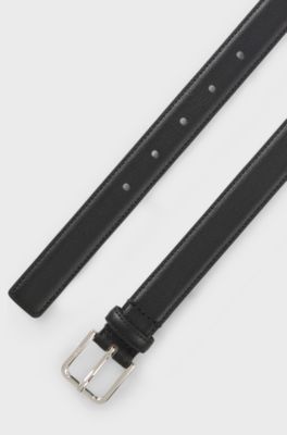 Italian-leather belt with pin buckle, Black