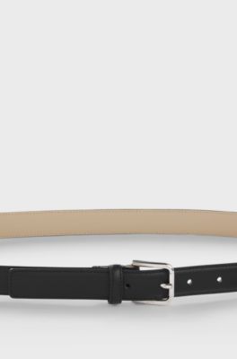 Italian-leather belt with pin buckle, Black