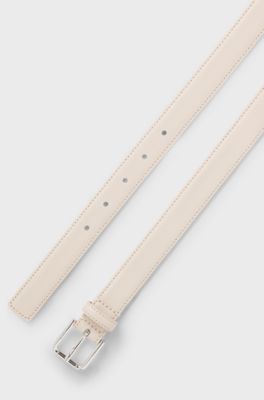 Ceinture en cuir italien avec boucle &agrave; ardillon, Beige clair