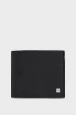 Logo-plate-trimmed wallet and key ring gift set, Black