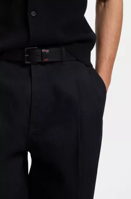 Italian-leather belt with red-stitched keeper