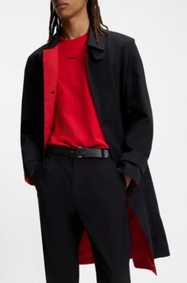 Ceinture r&eacute;versible en cuir italien avec deux boucles, Noir