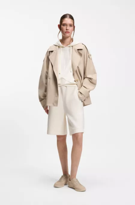 Curved-hem hoodie with Double B monogram