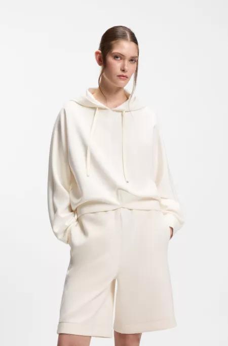 Curved-hem hoodie with Double B monogram