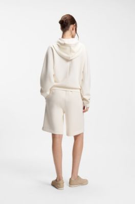 Curved-hem hoodie with Double B monogram, Natural
