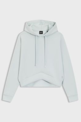 Curved-hem hoodie with Double B monogram, Light Blue