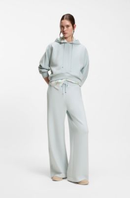 Curved-hem hoodie with Double B monogram, Light Blue