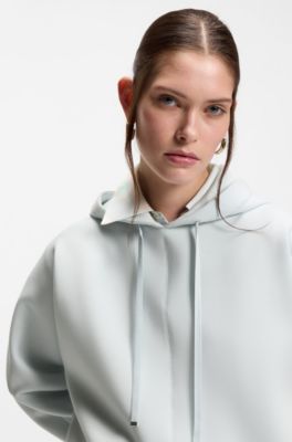 Curved-hem hoodie with Double B monogram, Light Blue